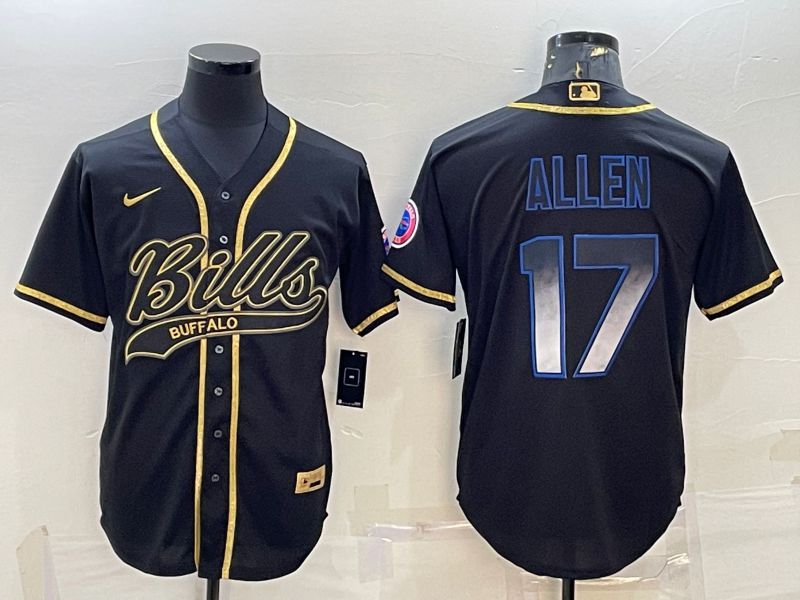 Men Buffalo Bills #17 Allen Black Gold 2022 Nike Co branded NFL Jersey